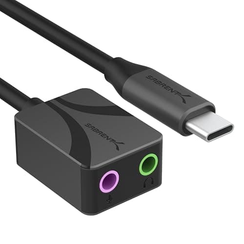 SABRENT USB to 3.5mm Jack Audio Adapter, USB to Headphone Jack Adapter Sound Card, Upgrade to 24-Bit 96Khz for a deep Sound Quality (AU-UCMA) - Image 1
