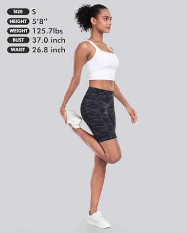 CHRLEISURE Womens Biker Yoga Shorts with Pockets: High Waisted Tummy Control Spandex Workout Athletic Gym Shorts 4 Packs(8'' Camo, 2XL) - Image 6