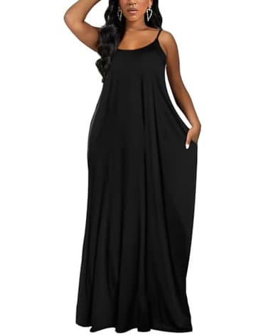 OFEEFAN Maxi Dress Spring Dresses for Women 2025 Women Beach Fashion Summer Outfits Sexy Black Long Dresses for Women M - Image 3