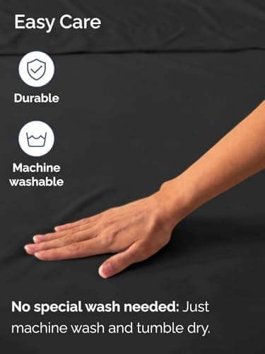 Extra Deep Queen Fitted Sheet - Hotel Luxury Single Fitted Sheet Only - Easily Fits 18 inch to 24 inch Mattress - Ultra Soft, Wrinkle Free w/Extra Deep Pockets - Easy-Care, Breathable & Comfy - Black - Image 5