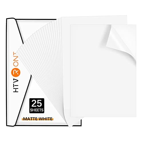 HTVRONT Printable Vinyl Sticker Paper - 8.5"x11" Matte Printable Vinyl for Inkjet Printer - 25Pcs Dries Quickly and Holds Ink Beautifully - Image 1