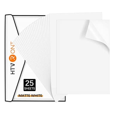 HTVRONT Printable Vinyl Sticker Paper - 8.5"x11" Matte Printable Vinyl for Inkjet Printer - 25Pcs Dries Quickly and Holds Ink Beautifully - Image 1