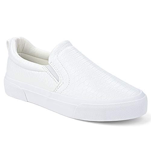 JENN ARDOR Women’s Slip On Sneakers Perforated/Quilted Casual Shoes Fashion Comfortable Walking Flats (White Stone, 8) - Image 1