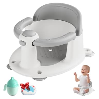 Trankerloop Baby Bath Seat for Babies 6 Months & up, Non-Slip Toddler Bath Seat for Baby & Newborn, Sit Up Bath Seat for Baby,Grey - Image 1