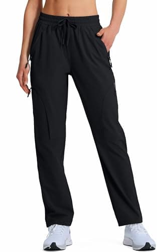 Women's Hiking Pants Quick Dry Lightweight Cargo Pants UPF 50 Water Resistant Zipper Pockets for Golf Travel Work Camping Black - Image 2