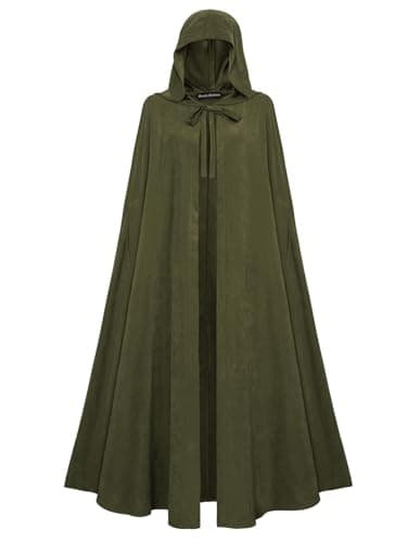 Scarlet Darkness Women Renaissance Hooded Cape Medieval Cloak Hobbit Halloween Costume Olive Green - Image 1