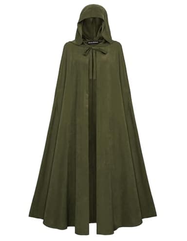 Scarlet Darkness Women Renaissance Hooded Cape Medieval Cloak Hobbit Halloween Costume Olive Green - Image 1