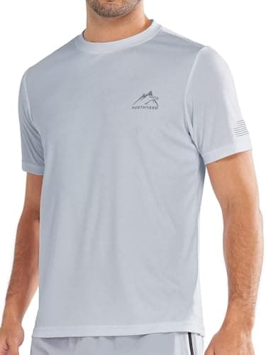 NORTHYARD Men's UPF 50+ Sun Protection Shirts Swim SPF UV Quick Dry Short Sleeve T-Shirts for Athletic Fishing Rash Guard LIGHTGREY XL - Image 1