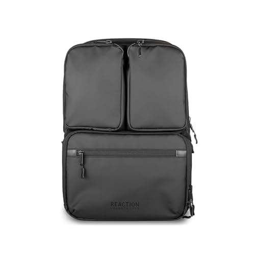 Kenneth Cole REACTION The Ryder 17-Inch Coated Polyester Travel Laptop Backpack Bag, Black - Image 1