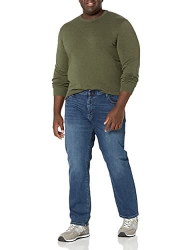 Amazon Essentials Men's Long-Sleeve Crewneck Sweater, 100% Cotton, Big & Tall Options Available, Olive Heather, Medium - Image 4