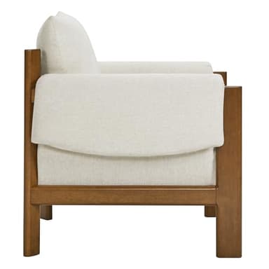 CHITA Accent Chair, Mid Century Modern Fabric Upholstery Armchair for Living Room, Solid Wood Frame, Fabric in Linen - Image 8