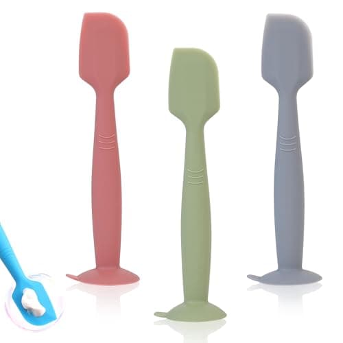 babove Baby Diaper Cream Spatula Applicator 3 Pack Butt Paste Spatula Soft Silicone,Diaper Rash Cream Applicator, Baby Essentials Must Haves Newborn Stuff (Red Green Grey) - Image 1