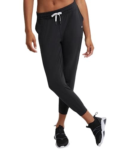 Champion, Soft Touch, Moisture-Wicking Sweatpants, Joggers for Women, 25", Black C -Patch Logo, Medium - Image 1
