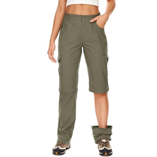 Women's Hiking Pants Convertible Quick Dry Lightweight Zip Off Fishing Travel Safari Pants #2193-Light K-8 - Image 1