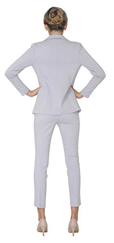 Marycrafts Women’s Two Piece Suits – Business Blazer Pant Suit Set for Work, Professional Outfit, Office Wear, Formal Business Attire 8 Silver - Image 6