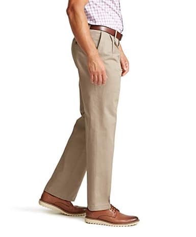 Dockers Men's Relaxed Fit Signature Khaki Lux Cotton Stretch Pants-Pleated, Timberwolf, 34W x 32L - Image 2