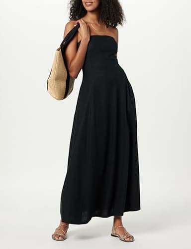 The Drop Women's Carlota Strapless Linen Maxi Dress, Black, M - Image 4