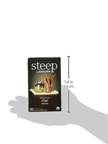 Steep by Bigelow Organic Chai 20 Count Organic Caffeinated Individual Black Tea Bags, for Hot Tea or Iced Tea, Drink Plain or Sweetened with Honey or Sugar - Image 2
