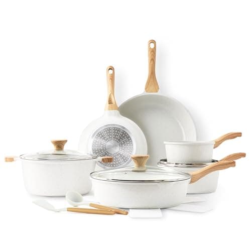 SENSARTE Nonstick Ceramic Cookware Set 16-Piece, Healthy Pots and Pans Set, Non-toxic Kitchen Cooking Set with Stay-Cool Handles, Silicone Utensils and Pot Protectors, PFAS and PFOA Free - Image 1