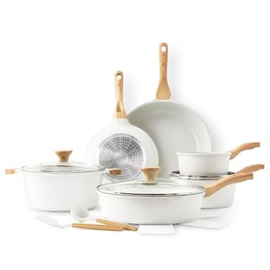 SENSARTE Nonstick Ceramic Cookware Set 16-Piece, Healthy Pots and Pans Set, Non-toxic Kitchen Cooking Set with Stay-Cool Handles, Silicone Utensils and Pot Protectors, PFAS and PFOA Free - Image 1