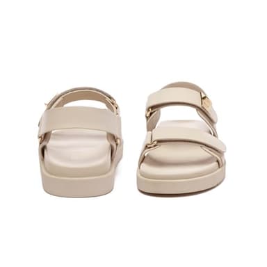 Rihero Women's Flat Sandals Comfort Adjustable Double Strap Slip on Leather Footbed Nude Sandals with Back Strap Size 9.5 - Image 4