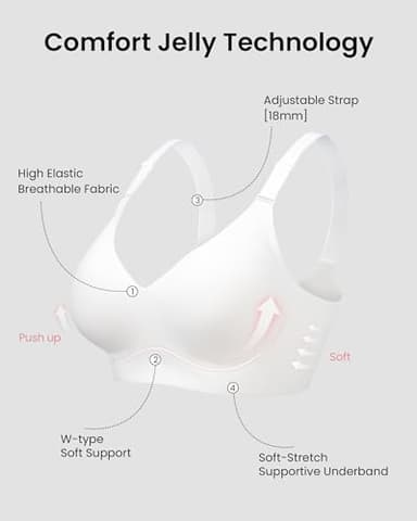 HORISUN Wireless Bras for Women Push Up Bra Full Coverage(White 2XL) - Image 5