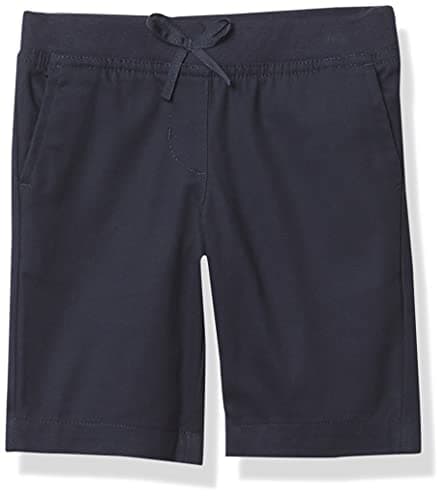 Nautica Girls School Uniform Shorts, Pull On Fit & Stretchy Material, Faux Button Functional Pockets Bermuda, Navy Pull-on, 10 US - Image 1