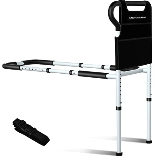 KingPavonini Bed Rails for Elderly Adults Safety - Adjustable Bed Cane with Non-Slip Ergonomic Handle and Storage Pocket, Stable Bed Assist Rails for Seniors Hold up to 300 Lbs, Tool-Free Assembly - Image 1