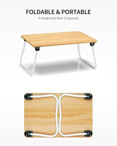 Ruxury Foldable Lap Desk Laptop Stand Bed Desk Table Tray, Breakfast Serving Tray, Portable & Lightweight Mini Table, Lap Tablet Desk for Sofa Couch Floor - Wood - Image 5
