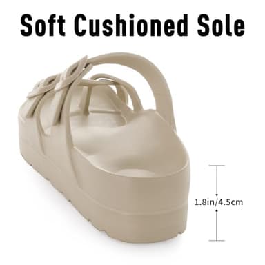 Goosecret Women's Platform Sandals with Arch Support Comfortable Foam Slides Summer Beach Sandals with Adjustable Buckle Nude, 37 - Image 6
