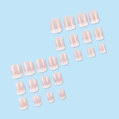 Short Square Press on Nails French Fake Nails Ombre Acrylic Nails Press on Full Cover Glossy Glue on Nails Artificial Stick on Nail for Women Manicure Decoration 24PCS - Image 2