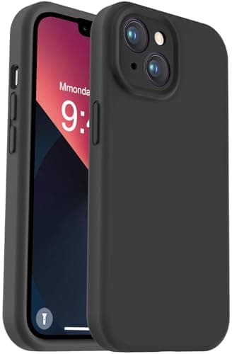 Vooii Compatible with iPhone 13 Case, Liquid Silicone Upgrade [Camera Protection] [Soft Anti-Scratch Microfiber Lining] Shockproof Phone Case for iPhone 13 6.1 inch - Black - Image 1