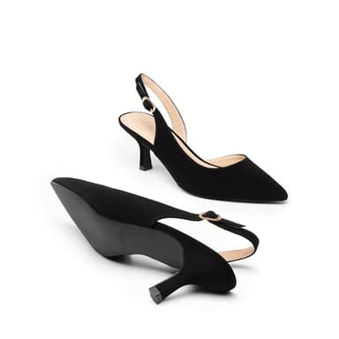 DREAM PAIRS Women's Kitten Heels Slingback Closed Pointed Toe Low Pumps Shoes Women Party Wedding Sexy Casual Dress Shoes,Size 11,Black-Nubuck,SDPU2454W - Image 3