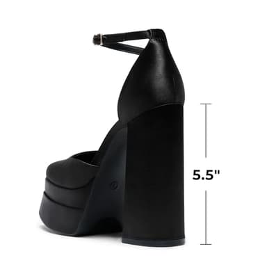DREAM PAIRS Women’s High Chunky Platform Closed Toe Block Heels Square Toe Ankle Strap Dress Wedding Party Pumps Shoes Aurelia,Size 7.5,Black-Satin,SDPU2319W - Image 3