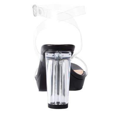 ZriEy 4-Inch Platform Clear High Heels for Women Block Chunky Heeled Sandals Open Toe Ankle Strap Heels Wedding Party Evening Prom Dress Pump Sandals Shoes Black Clear Size 5 - Image 5