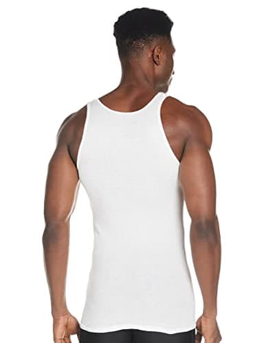 Hanes Men's Pack, Moisture-Wicking Ribbed, Lightweight Cotton Tank Undershirts, White , Large, 6 Count ( Pack of 1) - Image 2