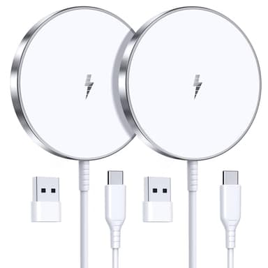 Magnetic Wireless Charger 15W Fast Mag Safe Charger for Cell Phone 16 Pro Max/16 Pro/16 Plus/16/15/14/13/12 Series 2 Pack Charging Pad for AirPods 3/2/Pro 2/Pro Mag-Safe Original Replacement - Image 1