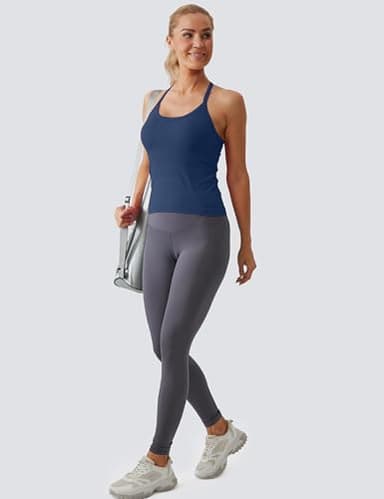 MathCat Workout Tank Tops for Women with Built in Bra, Sleeveless Gym Tops Seamless Racerback Athletic Yoga Shirts Navy - Image 5