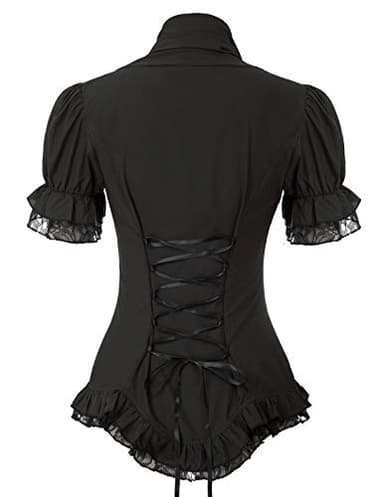 Black Dressy Blouse for Women Short Sleeve Button Down Shirt Summer Work Tops Black 3XL - Image 2