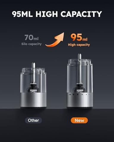 FORLIM Electric Salt and Pepper Grinder Set Rechargeable, Upgraded Washable, Automatic One-Handed Operation with LED, Adjustable Coarseness Pepper and Salt Grinder Refillable, Stainless Steel(Silver） - Image 9