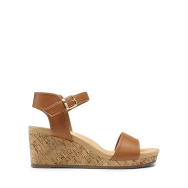 DREAM PAIRS Women's Open Toe Buckle Ankle Strap Platform Wedge Sandals Women 2025,Size 9,Camel/Pu,NINI-8 - Image 2