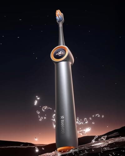 RANVOO [Vibrating & Flossing 2-in-1] AirJet Bubble Sonic Electric Toothbrush, 100% Plaque Removal, White for Adult Protect Gum Orthodontic Teeth Clean Rechargeable Gift with 2 Soft Brush Heads Grey - Image 1