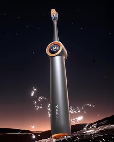RANVOO [Vibrating & Flossing 2-in-1] AirJet Bubble Sonic Electric Toothbrush, 100% Plaque Removal, White for Adult Protect Gum Orthodontic Teeth Clean Rechargeable Gift with 2 Soft Brush Heads Grey - Image 1