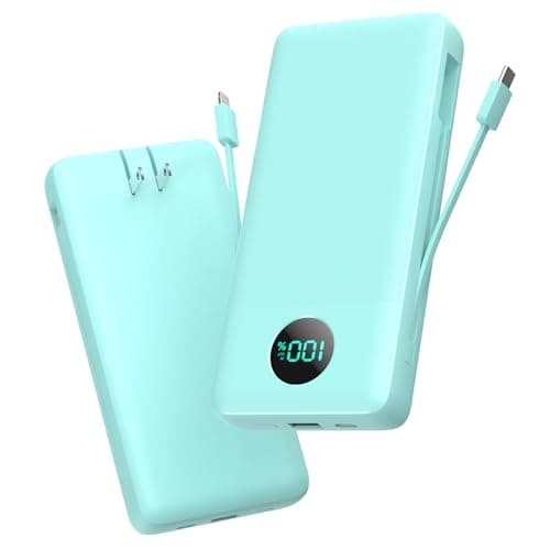 Portable Charger 33800mAh USB C Power Bank with Built-in Cables & AC Wall Plug,25W Fast Charging+QC 4.0 Phone Charger,4 Output LCD Display Battery Pack Compatible with iPhone16/15,Samsung,Android etc - Image 1