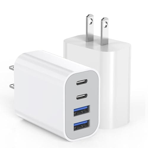 40W iPhone 17 16 Charger Block,2Pack 4-Port Fast USB C Charger Blocks,Multiport PD Power Adapter & QC Phone Charging Apple Adapter for iPhone 17 Air/17 Pro Max/16e/16 Pro/15/15Pro Max/14/13/12/11/iPad - Image 1