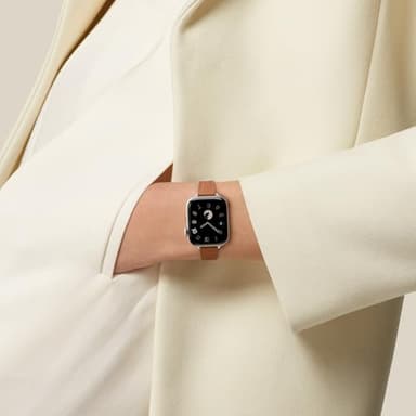STIROLL Slim Leather Bands Compatible with Apple Watch Band 38mm 40mm 41mm 42mm(Series 11 10), Top Grain Leather Watch Thin Wristband for iWatch SE 9 8 7 6 5 4 3 2 1 (Brown Starlight) - Image 5