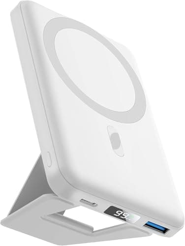 AOGUERBE Magnetic Power Bank, 10000mAh Foldable Wireless Portable Charger with USB-C Cable LED Display, for Mag-Safe Battery Pack 22.5W PD Fast Charging for iPhone 16/15/14/13/12 Pro/Pro Max/Plus/Mini - Image 1