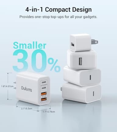40W USB C Charger Cube, 2-Pack Wall Plug Fast Charging Block, 4-Port PD+QC Power Adapter Multiport Brick Type C Box for iPhone 16/15/14/13/12/11/Pro Max/XS/XR/8/7, Tablets, Cellphones - Image 5