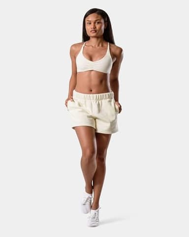 Kamo Fitness CozyTec Sweat Shorts Women High Waisted Lounge Comfy Casual Cotton Shorts with Pockets (Gardenia, L) - Image 2