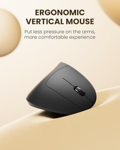 POJTK Ergonomic Wireless Rechargeable Mouse, Bluetooth+USB A+Type C(3 in 1) Connection, 5 Levels Up to 4800 DPI, 6 Silent Buttons, 2.4GHz Carpal Tunnel Vertical Mice, for Laptop, Desktop,MacBook-black - Image 8